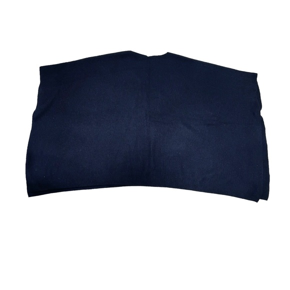 VINCE BLACK RIBBED KNIT CASHMERE SHORT SLEEVE V NECK PONCHO SWEATER - Picture 14 of 15